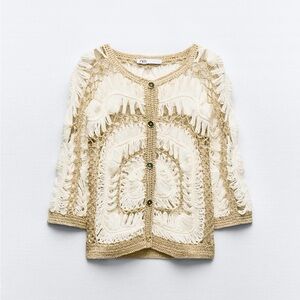 NWT Zara Combination Crochet Sweater